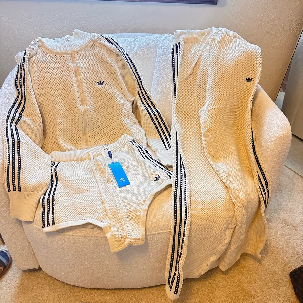 ADIDAS cream and black crochet set